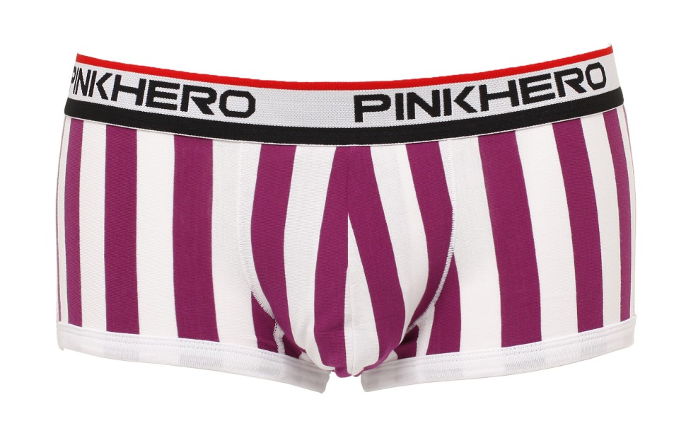 Мужские укороченные боксеры Pink Hero пурпурные/белые вертикальные полоски PH1212-4