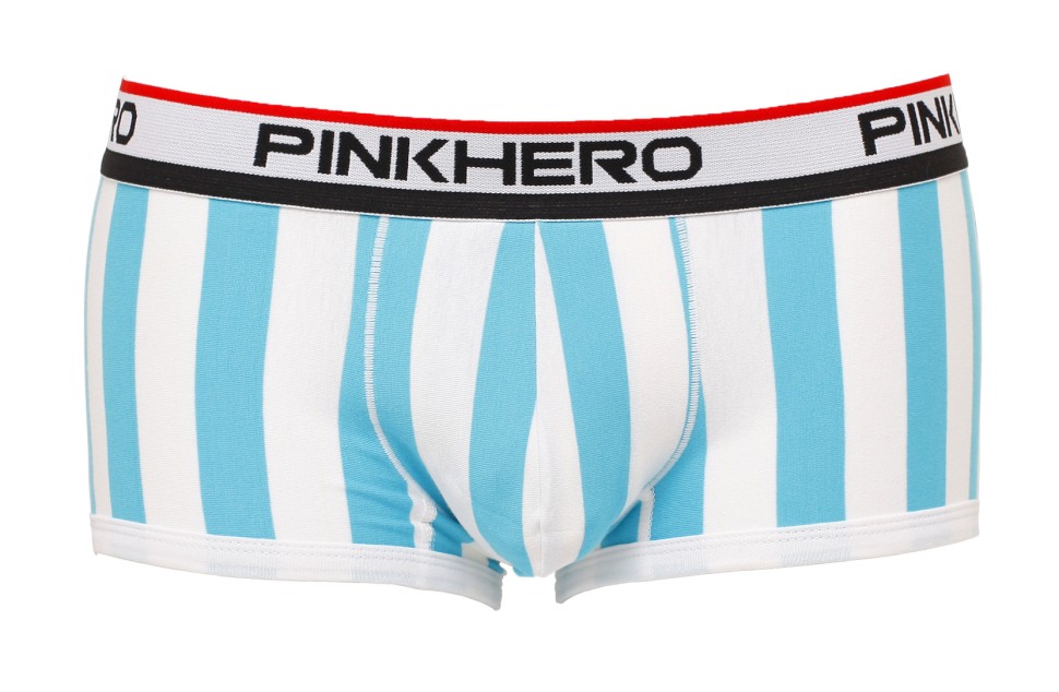 Мужские укороченные боксеры Pink Hero голубые/белые вертикальные полоски PH1212-3