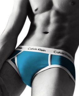 Брифы Calvin Klein 365 голубые с белой резинкой A080