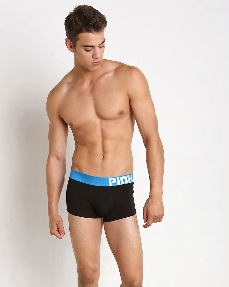 Мужские трусы Pink Hero черные с голубой резинкой PH1258-1