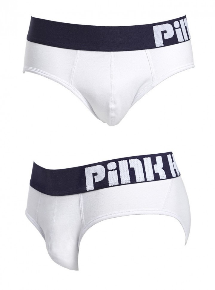 Мужские брифы Pink Hero белые с синей резинкой PH1280-5