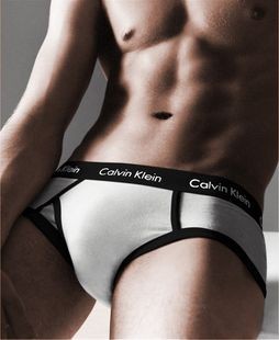 Брифы Calvin Klein 365 белые с черной резинкой A085