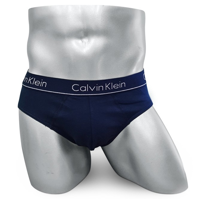 Мужские брифы (плавки) Calvin Klein синие с синей резинкой CK09