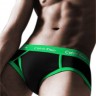 Брифы Calvin Klein 365 черные с зеленой резинкой A090
