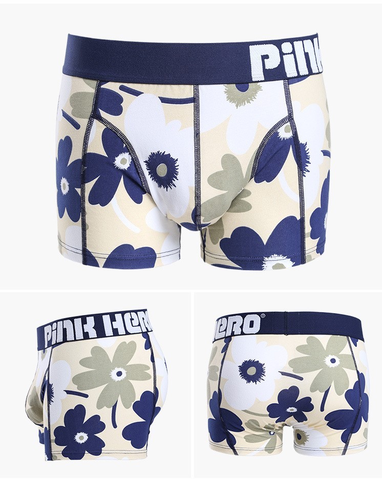 Мужские трусы Pink Hero бежевые с цветами PH512-3