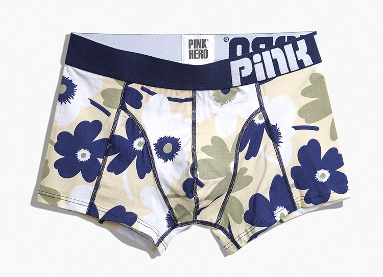 Мужские трусы Pink Hero бежевые с цветами PH512-3