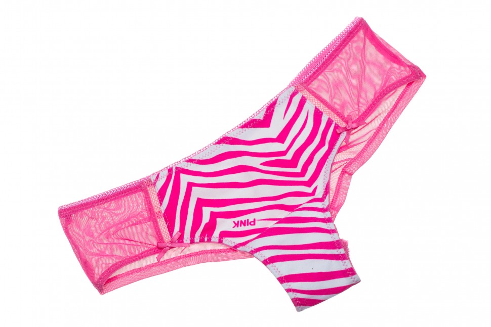 Женские трусы Victoria’s Secret розовые/вставка зебра 66286/68