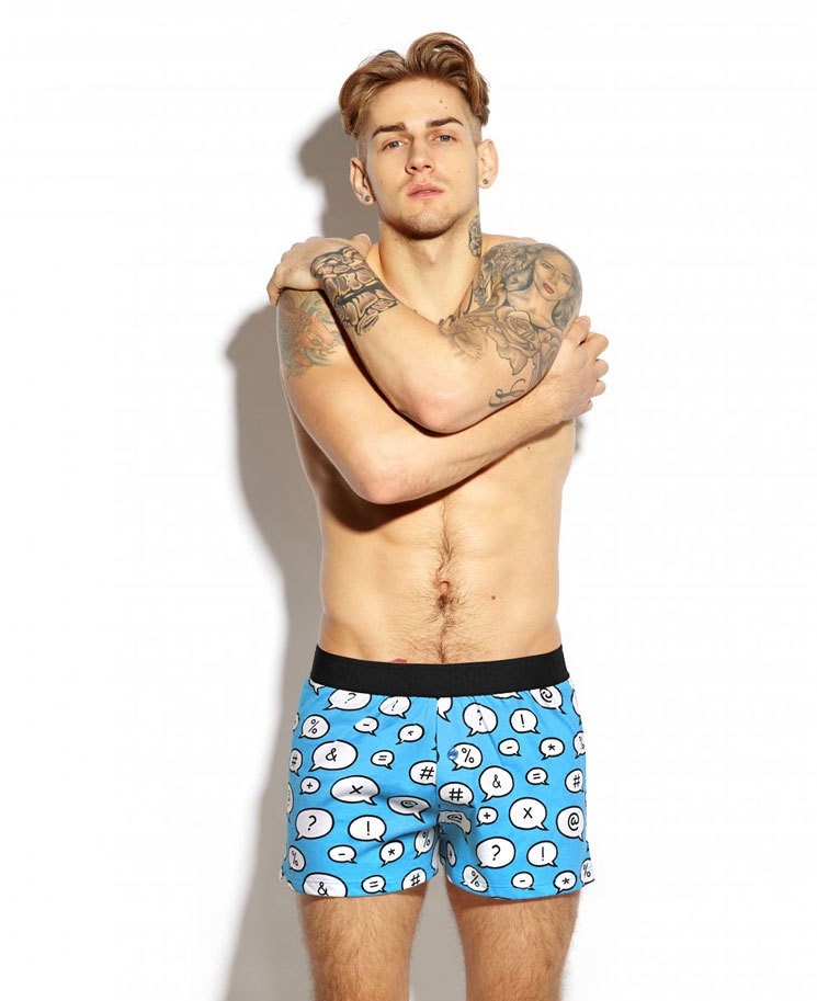 Мужские трусы Pink Hero голубые со знаками удлиненные PH1268-2