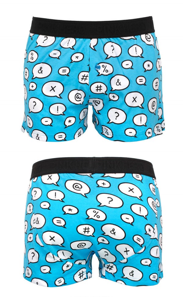 Мужские трусы Pink Hero голубые со знаками удлиненные PH1268-2
