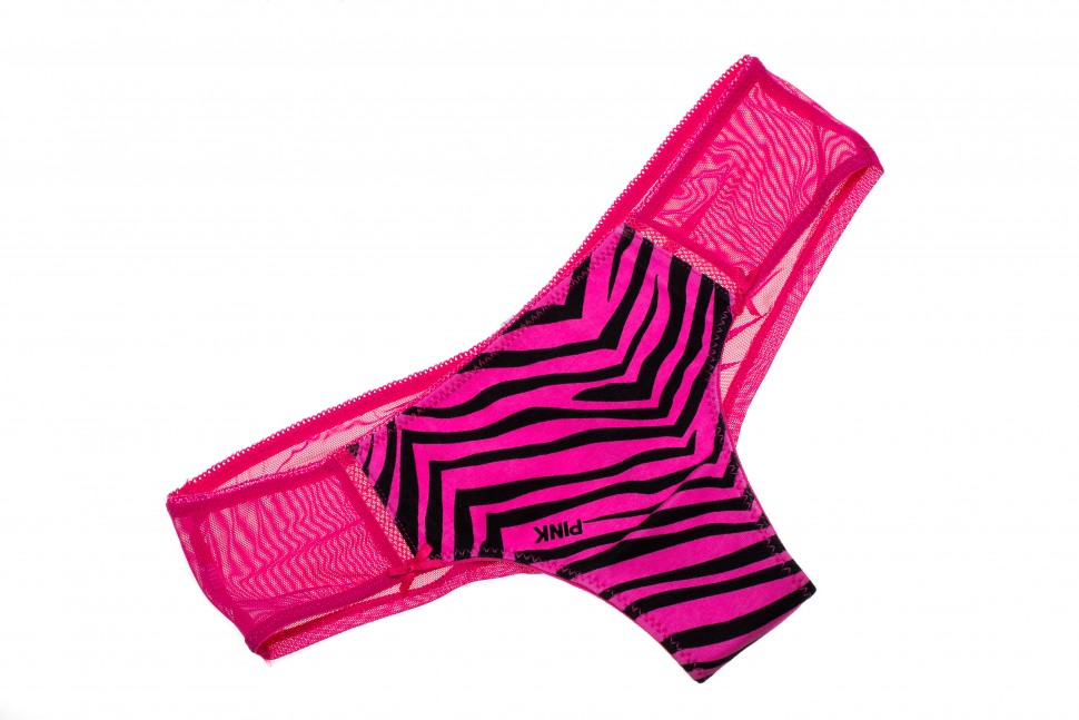 Женские трусы Victoria’s Secret темно-розовые/вставка зебра 66286/1
