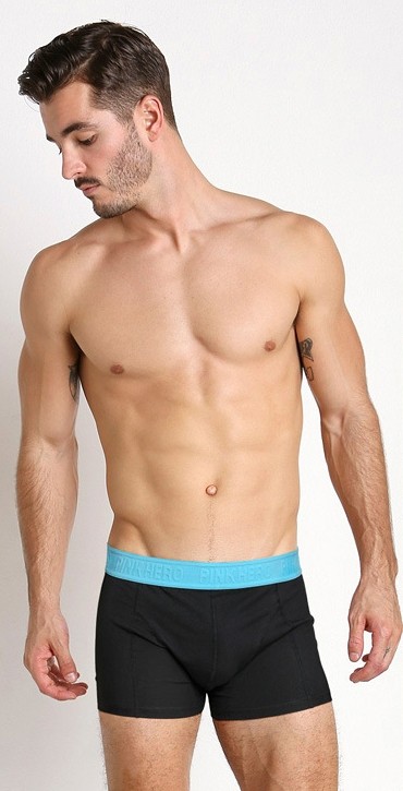 Мужские трусы Pink Hero черные с голубой резинкой PH511-7