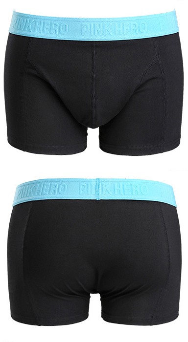 Мужские трусы Pink Hero черные с голубой резинкой PH511-7