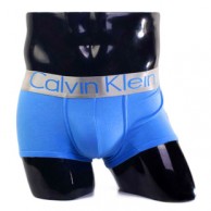 Трусы Calvin Klein голубые с серебряной резинкой Steel A006