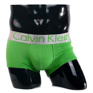 Трусы Calvin Klein зеленые с серебряной резинкой Steel A007