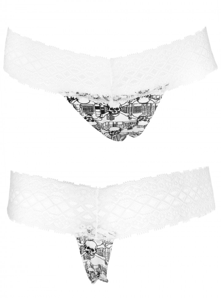 Женские стринги Victoria’s Secret белые с черепами 83335768808