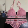 Женский комплект Calvin Klein в сеточку розовый: топ и стринги CA22