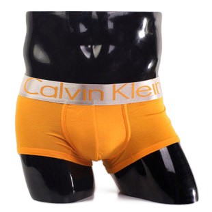 Трусы Calvin Klein оранжевые с серебряной резинкой Steel A009