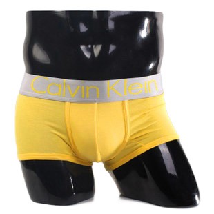 Трусы Calvin Klein желтые с серебряной резинкой Steel A010