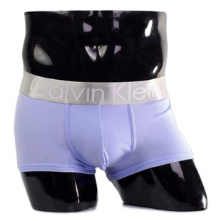 Трусы Calvin Klein светло-голубые с серебряной резинкой Steel A012