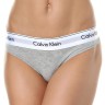 Женские стринги Calvin Klein серые с белой резинкой B047