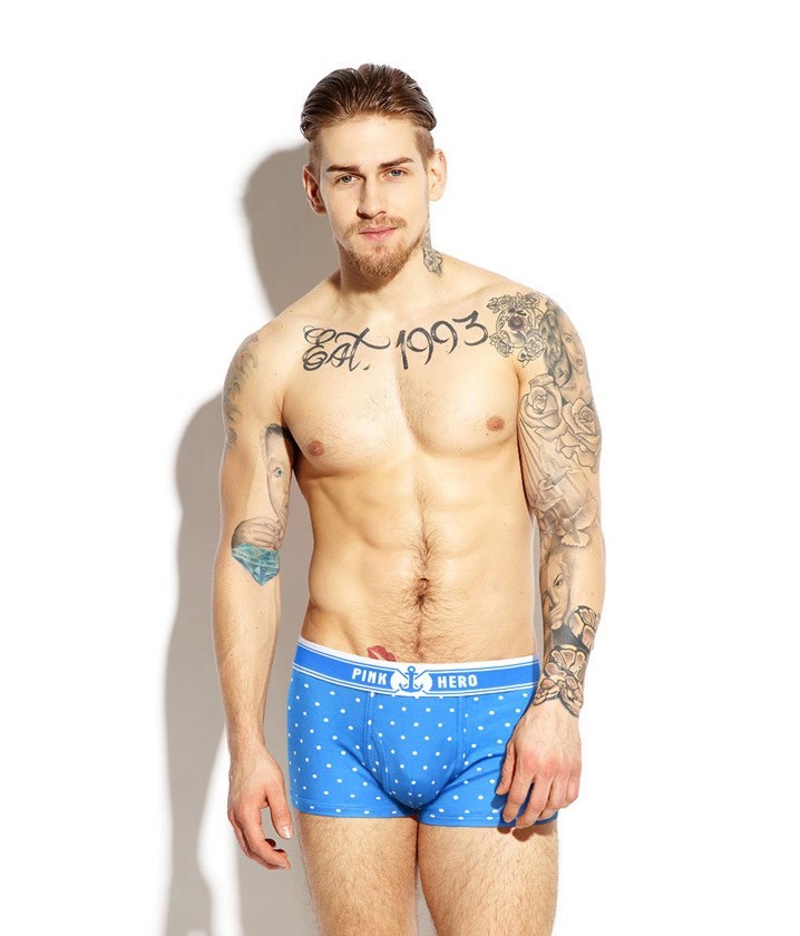 Мужские трусы Pink Hero голубые в белый горошек PH1257-2