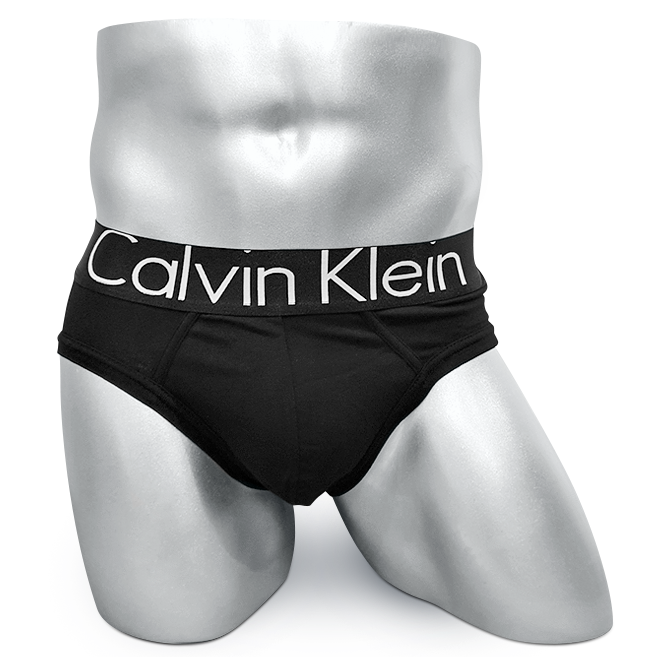 Мужские брифы (плавки) Calvin Klein черные с черной резинкой A101