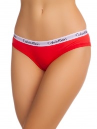 Женские трусы плавки Calvin Klein красные с тонкой белой резинкой B59