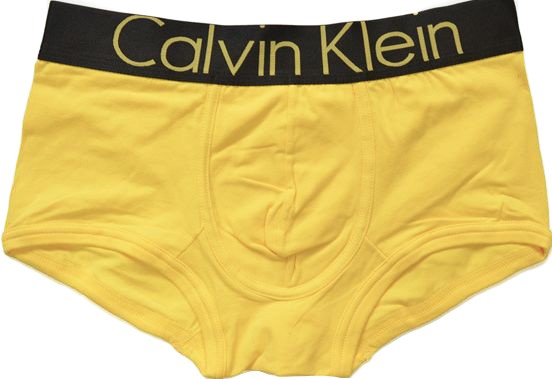 Трусы Calvin Klein желтые с черной резинкой Steel A019