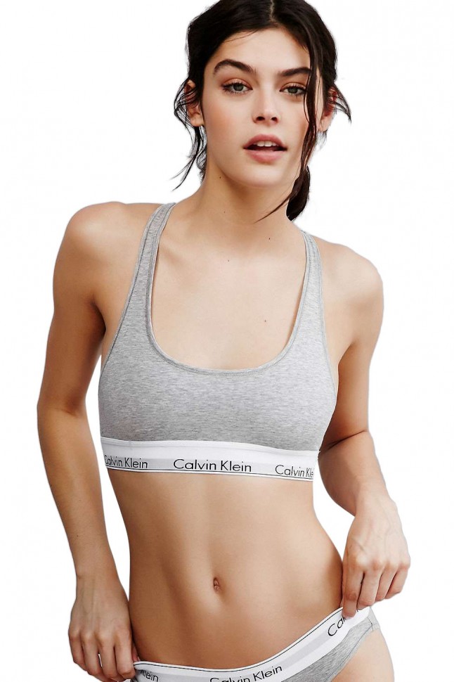 Женский комплект Calvin Klein с чашечками серый: топ и плавки C03