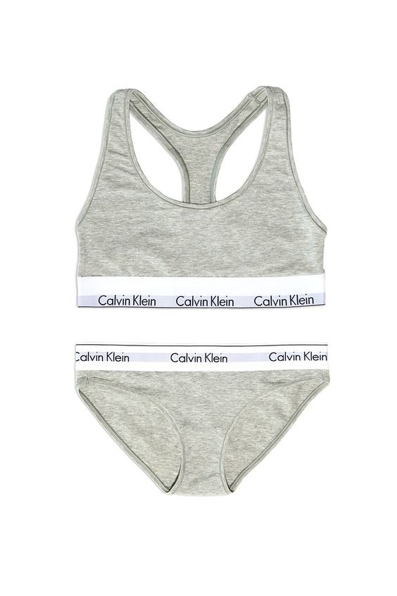 Женский комплект Calvin Klein с чашечками серый: топ и плавки C03