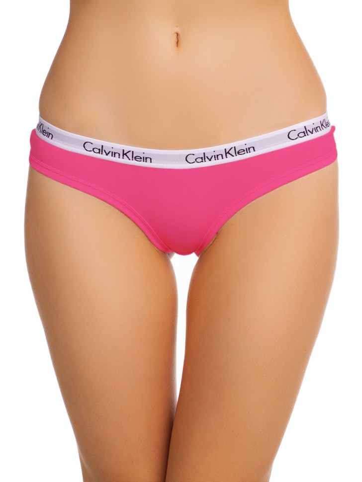 Женские стринги Calvin Klein темно-розовые с тонкой белой резинкой B67