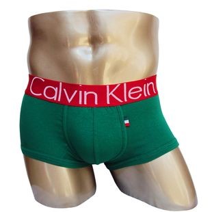 Трусы Calvin Klein зеленые с красной резинкой Италия A027
