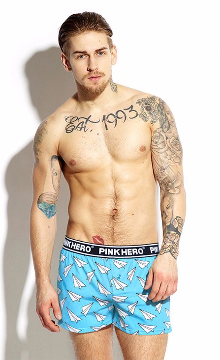 Мужские трусы Pink Hero голубые с самолетиками удлиненные PH1279-7