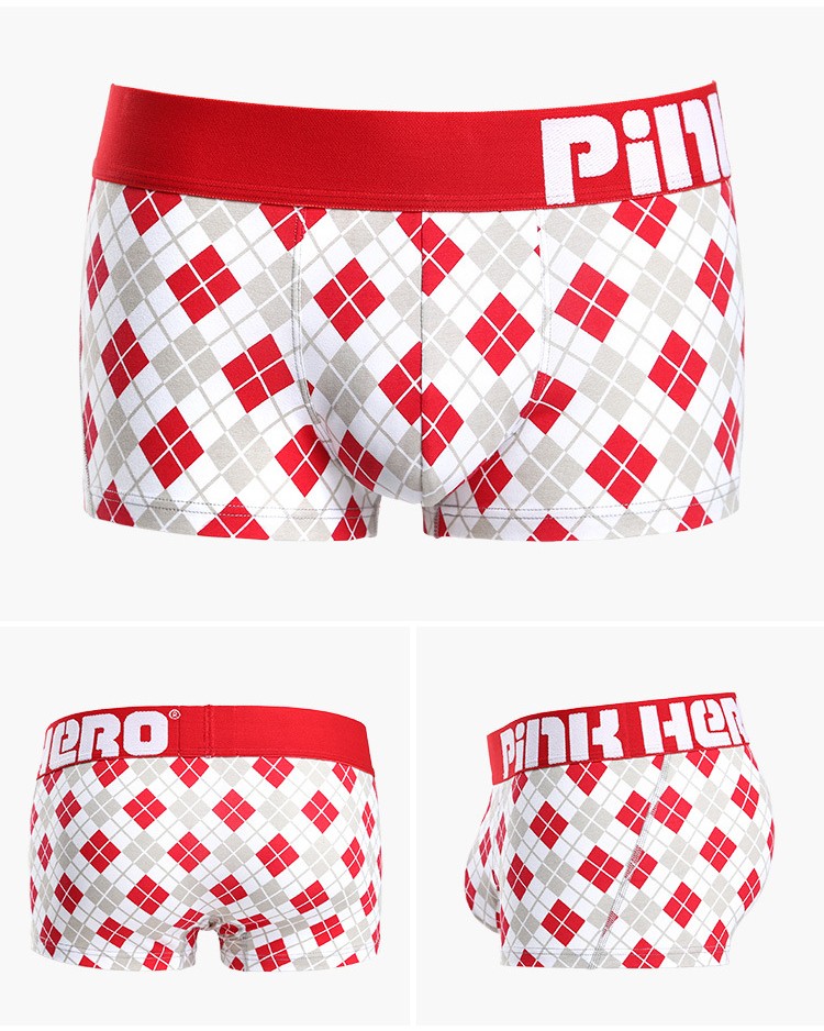 Мужские трусы Pink Hero белые в красные/серые ромбы PH1284-1