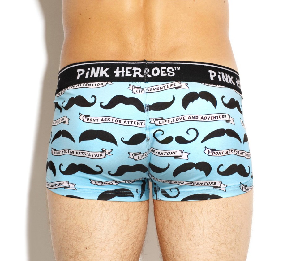 Мужские боксеры Pink Hero голубые с усами PH1264-1