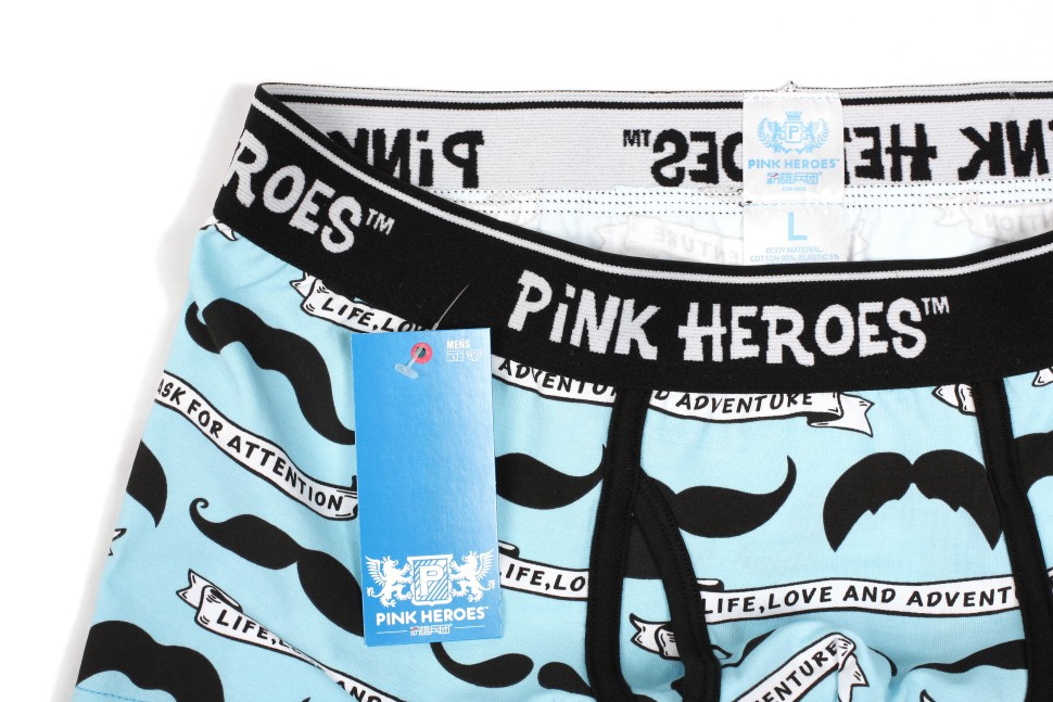 Мужские боксеры Pink Hero голубые с усами PH1264-1