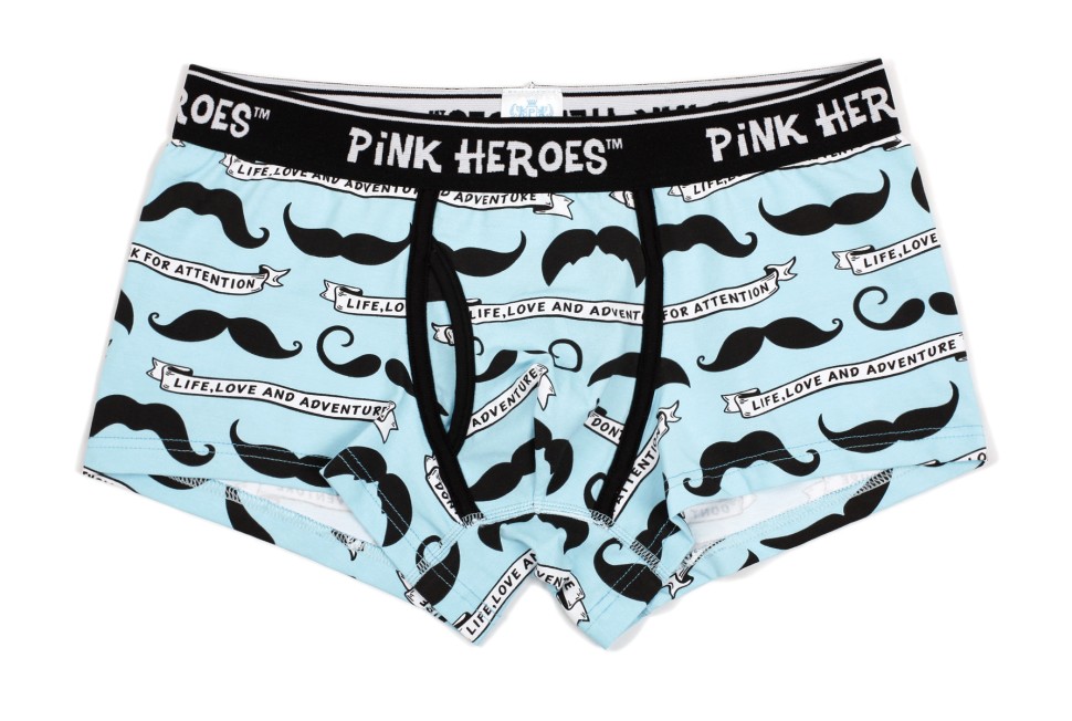 Мужские боксеры Pink Hero голубые с усами PH1264-1