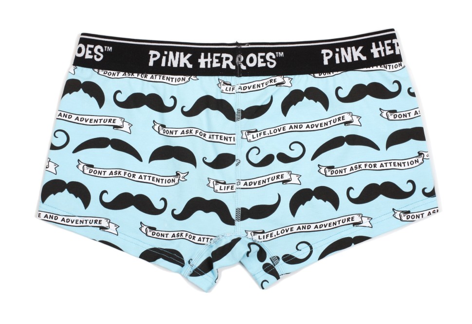 Мужские боксеры Pink Hero голубые с усами PH1264-1