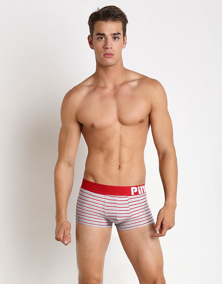 Мужские трусы Pink Hero серые в красную/белую полоску PH1284-2