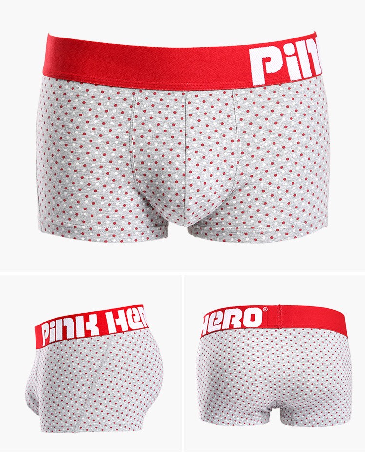 Мужские трусы Pink Hero серые в красный/белый горошек PH1284-3