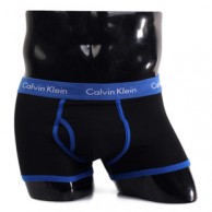 Трусы Calvin Klein 365 черные с синей резинкой A042