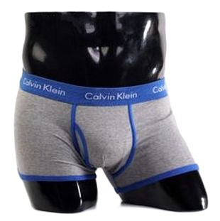 Трусы Calvin Klein 365 серые с синей резинкой A043