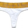 Женские стринги Calvin Klein белые с золотой резинкой Steel B013