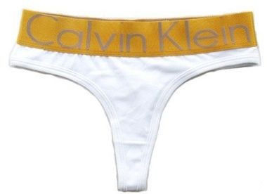 Женские стринги Calvin Klein белые с золотой резинкой Steel B013