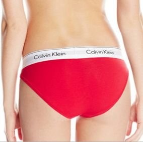 Женские трусы (плавки) Calvin Klein красные с белой резинкой B044