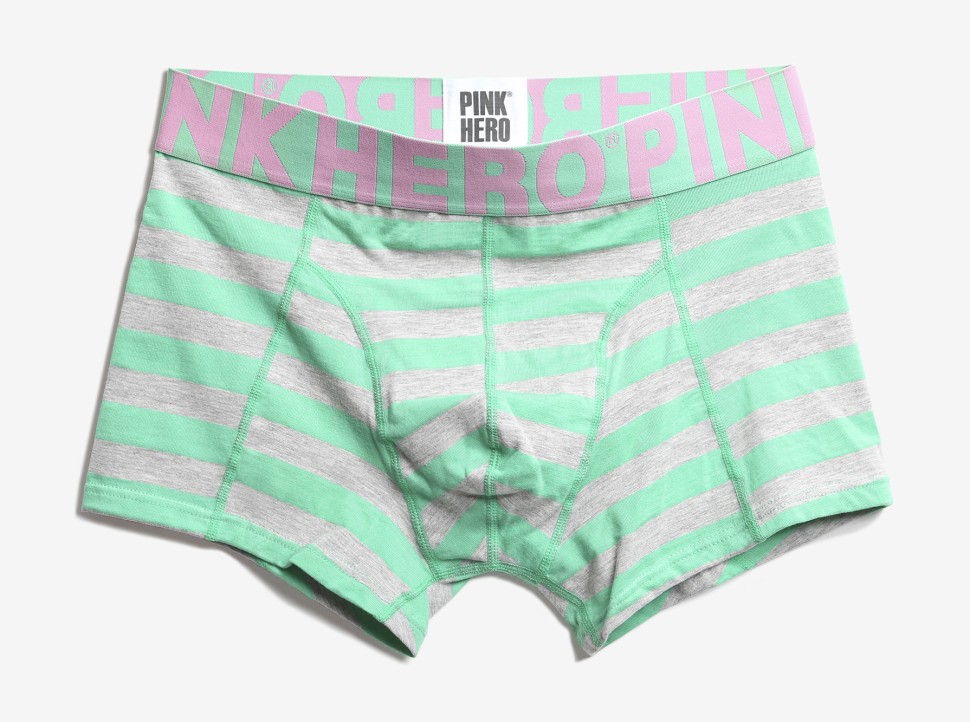 Мужские трусы Pink Hero серые/зеленые полоски удлиненные PH514-7