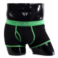 Трусы Calvin Klein 365 черные с зеленой резинкой A047