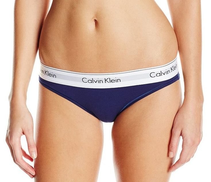 Женские трусы (плавки) Calvin Klein синие с белой резинкой B043