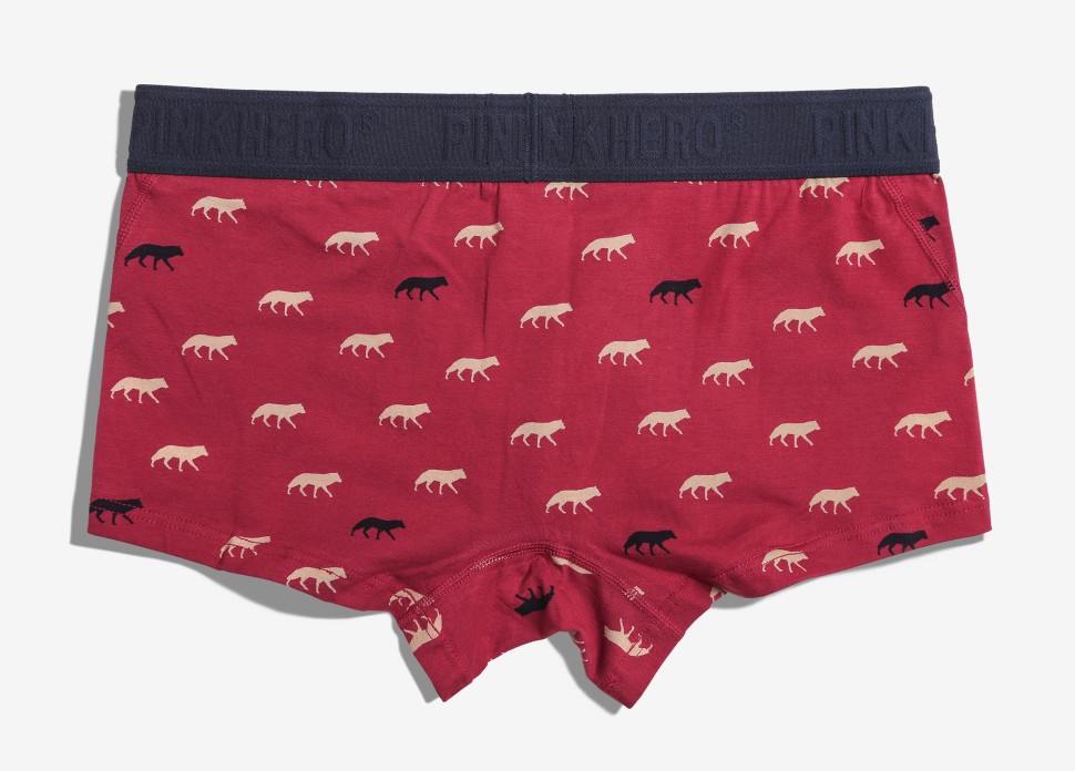 Мужские трусы Pink Hero красные с волками PH1286-1
