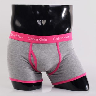 Трусы Calvin Klein 365 серые с розовой резинкой A051